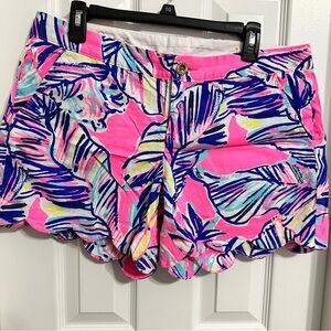 Lilly Pulitzer Buttercup Pink and Blue Tropical Shorts